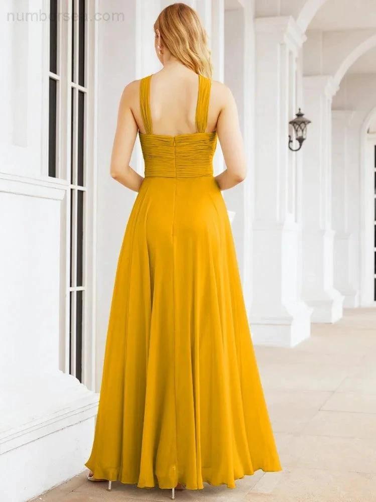 Numbersea Crisscross Halter Bridesmaid Dresses for Party Wedding Evening Prom Maxi Ball Gowns 28053