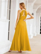 Numbersea Double Spaghetti Straps Bridesmaid Dresses for Women Long Formal Party Dress Side Split 28051