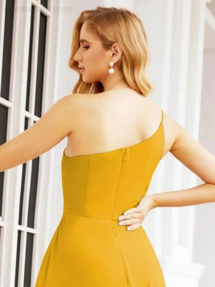 Numbersea Women's One Shoulder Formal Prom Gowns for Mother of The Bride Side Slit Bridesmaid Dresses 28052