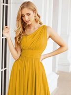 Numbersea One Shoulder Bridesmaid Dresses Long Maxi Formal Evening Party Prom Gowns 28061