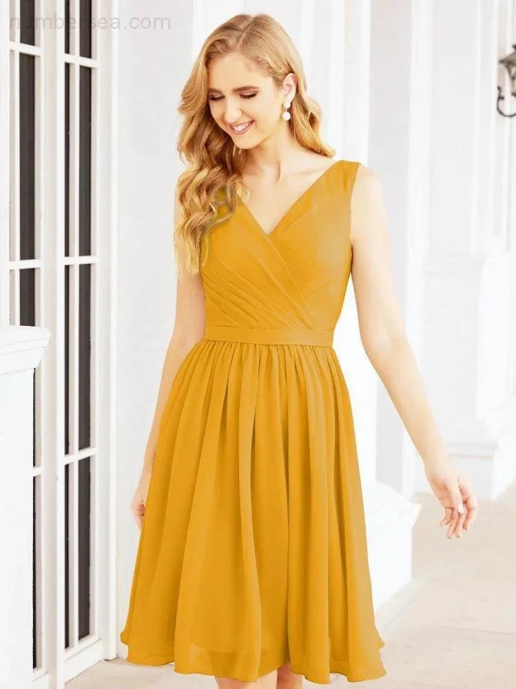 Numbersea Homecoming Dresses Knee Length Skirt V Back 28062