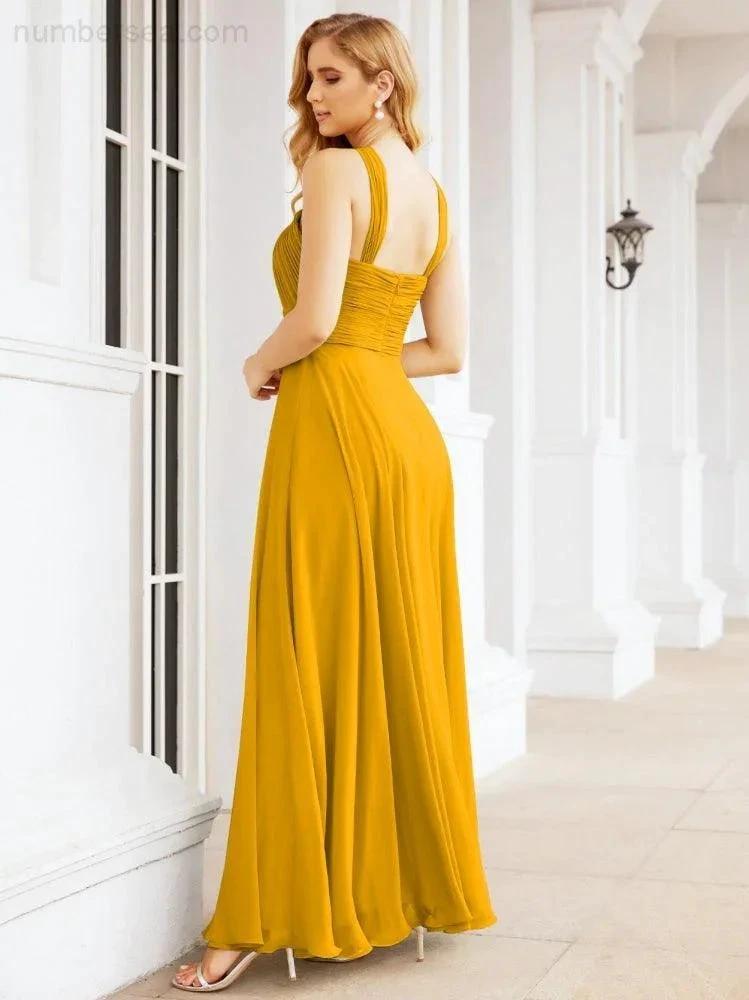 Numbersea Crisscross Halter Bridesmaid Dresses for Party Wedding Evening Prom Maxi Ball Gowns 28053