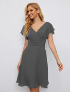 Numbersea U Back Homecoming Dress Formal Prom Dress Knee Length Short Sleeves Cocktail Party Dress 28077