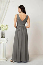 Women's Chiffon Long Bridesmaid Dresses A line Sleeveless Formal Prom Gown for Evening Party Homecoming Dresses 2808