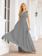 Numbersea One Shoulder Bridesmaid Dresses Long Maxi Formal Evening Party Prom Gowns 28061