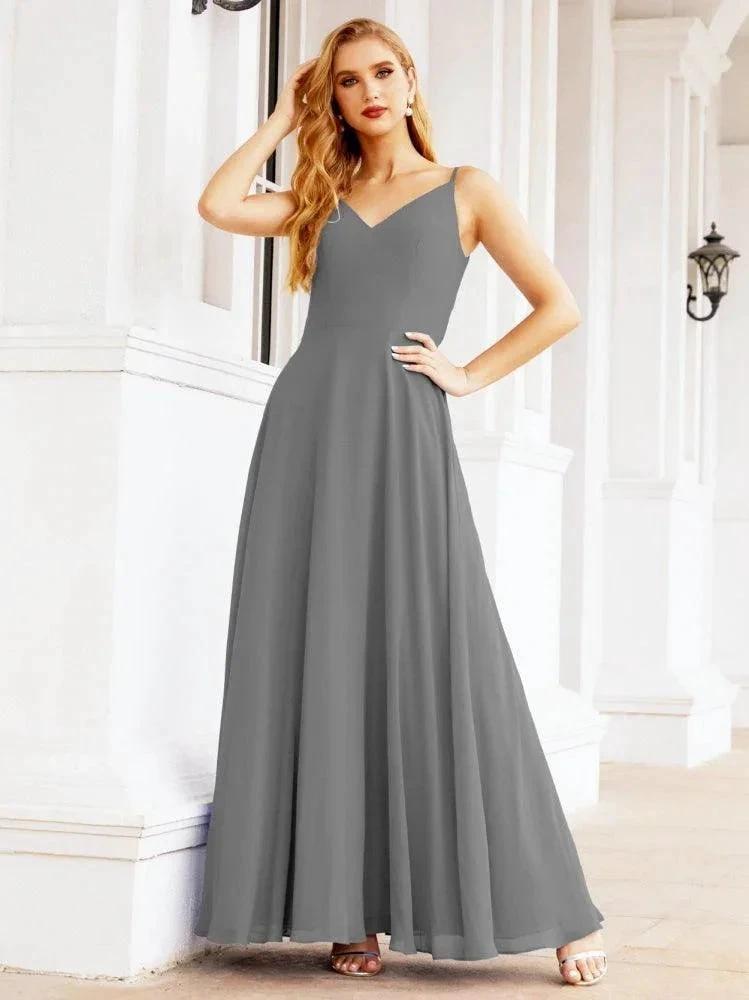 Numbersea Spaghetti Strap Bridesmaid Dresses V Neck Butterfly Back Fromal Evening Party Prom Gown 28036