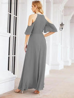 Numbersea Cold Shoulder Bridesmaid Dresses A-Line Long Formal Evening Gowns 28074