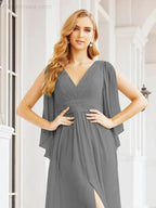 Numbersea Bridesmaid Dresses with Split for Wedding Party Flutter Sleeves 28045