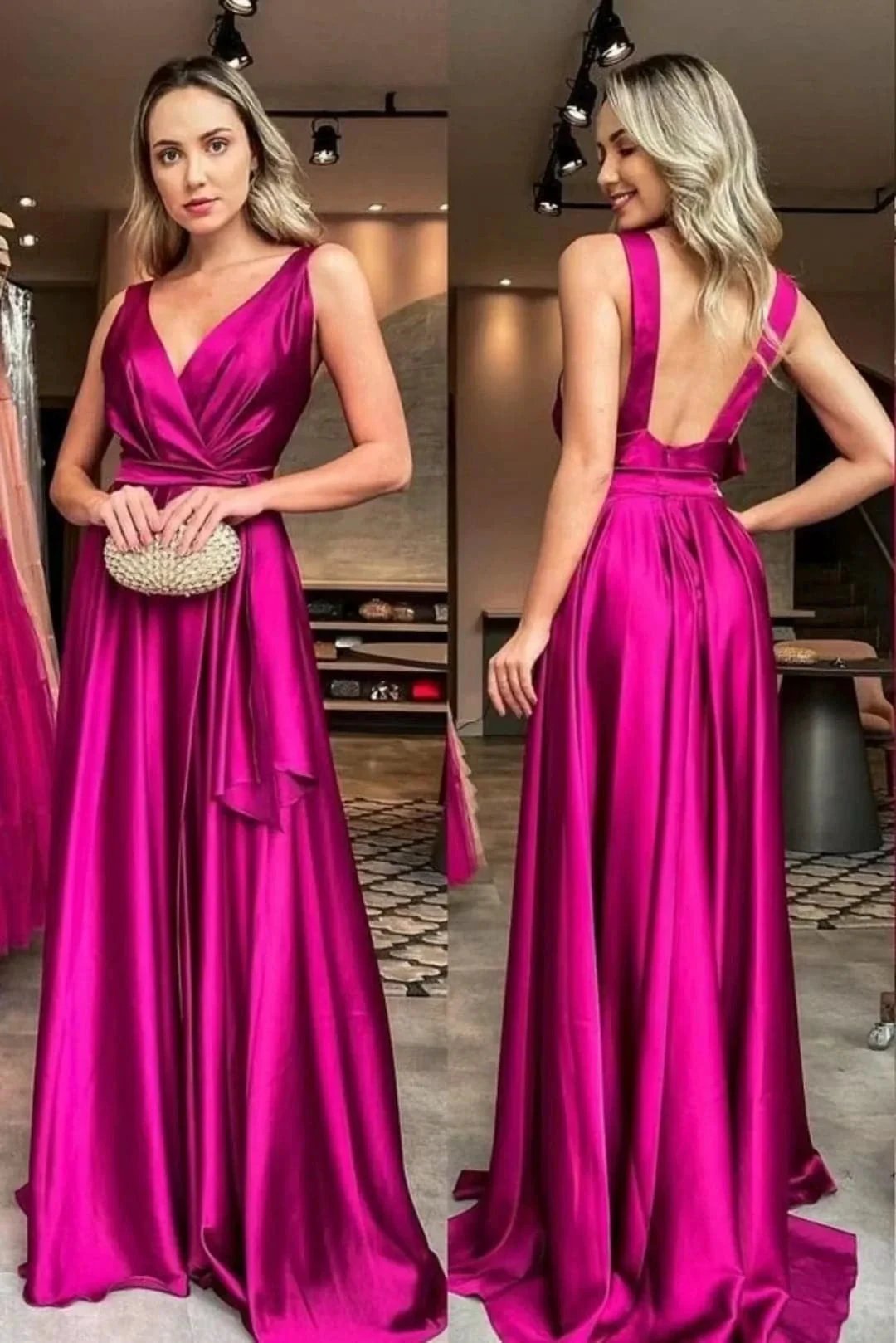 Sunnderly A-Line Satin Party Dresses SYP1