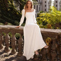 Simple Long Sleeves Wedding Dresses For Women 2022 Modest Square Neck Bride Gowns A Line Marriage Vestido De Noiva Robe فست