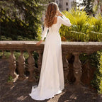 Simple Long Sleeves Wedding Dresses For Women 2022 Modest Square Neck Bride Gowns A Line Marriage Vestido De Noiva Robe فست
