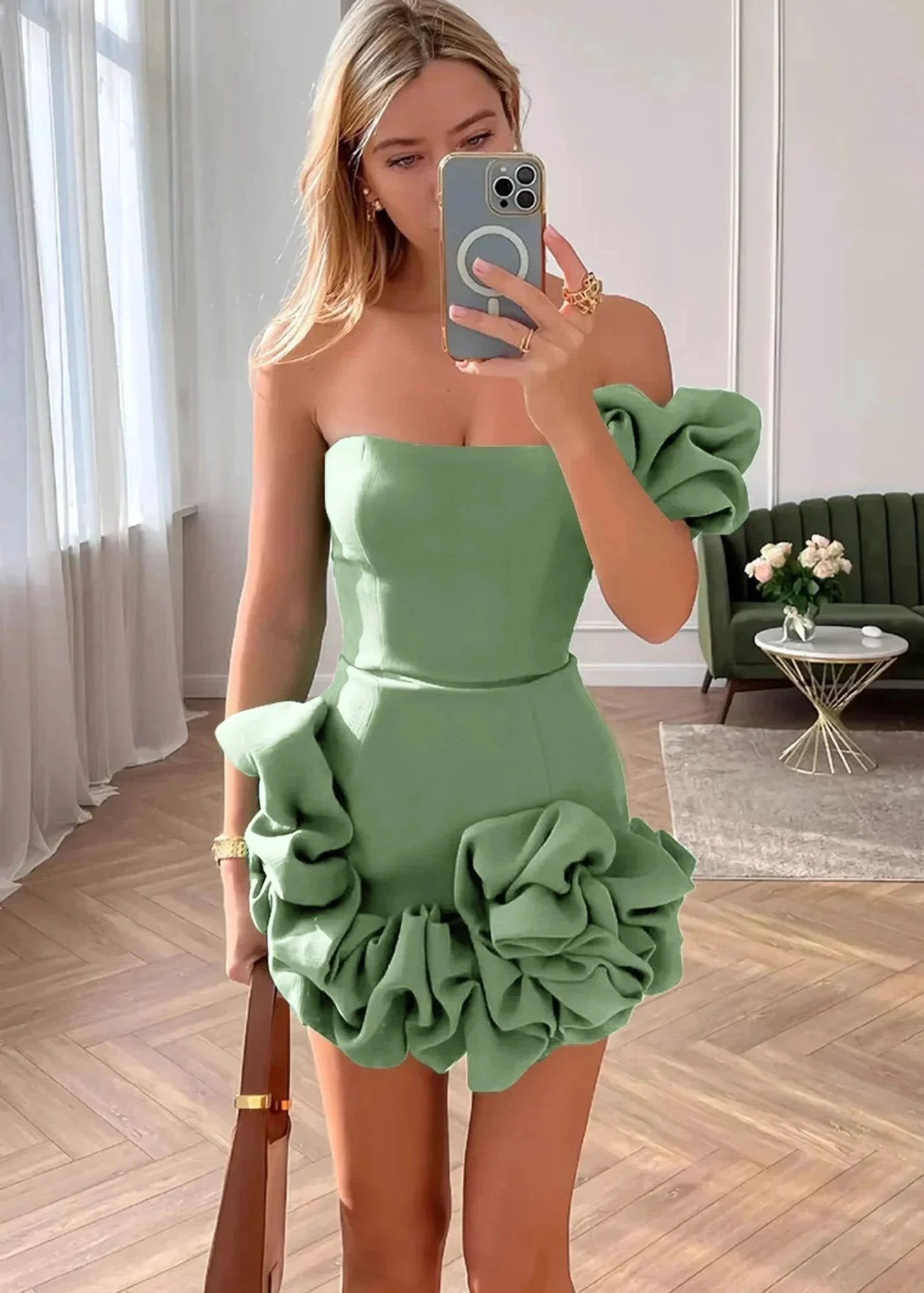 White Strapless Homecoming Dress With Ruffles