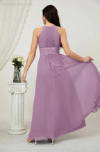 Numbersea Formal Party Gown Dress Chiffon Halter Long Sleeveless Bridesmaid Dresses 2802