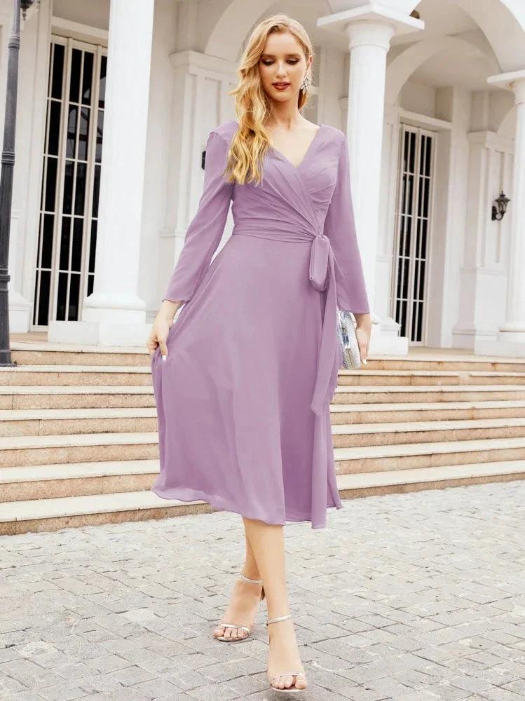 Bridesmaid Dress V-Back Waist Belt Mother of the Bride Wedding Guest SY28031