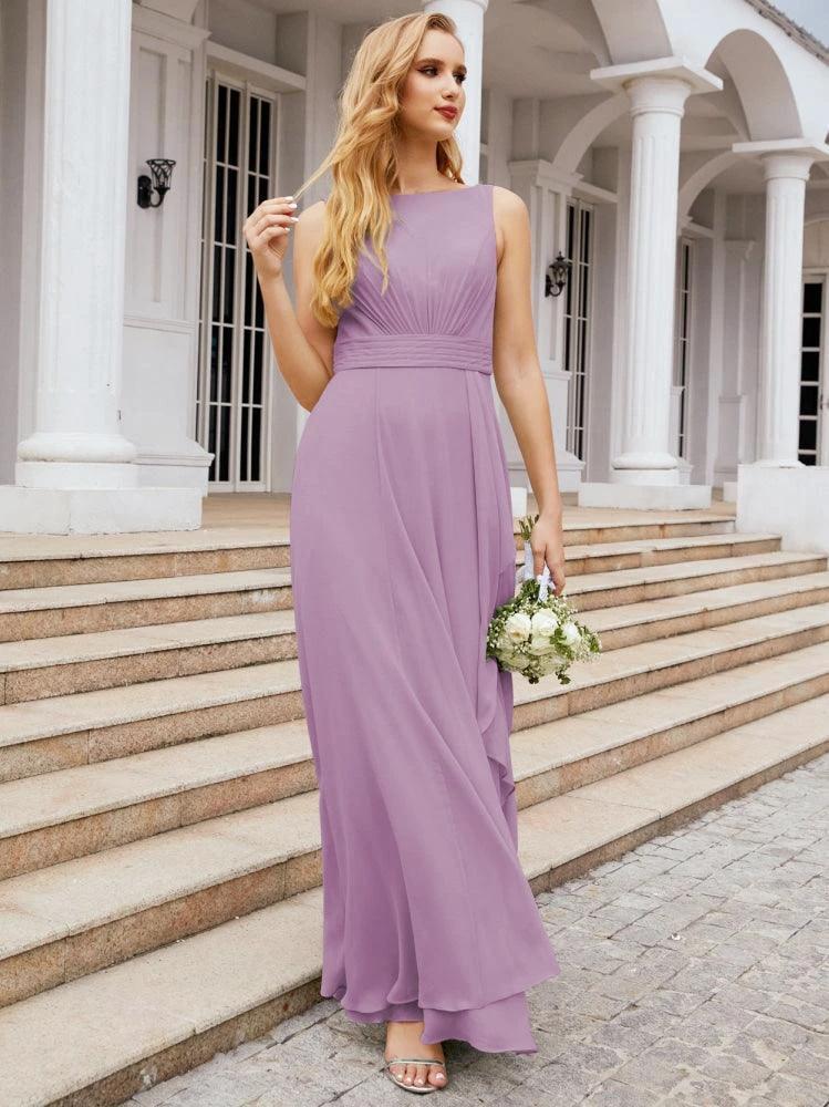 Numbersea Bridesmaid Dresses for Wedding Ruffles Long Formal Prom Gowns 28039
