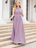 Numbersea Halter Bridesmaid Dress Empire Waist Formal Evening Prom Gown for Mother of The Bride 28030