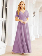 Numbersea Formal Prom Gowns for Mother of The Bride Short Sleeves Bridesmaid Dress 28049