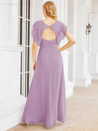 Sunnderly Bridesmaid Dresses Cape Formal Prom Dress Open Back Gowns for Mother of The Bride SY28058