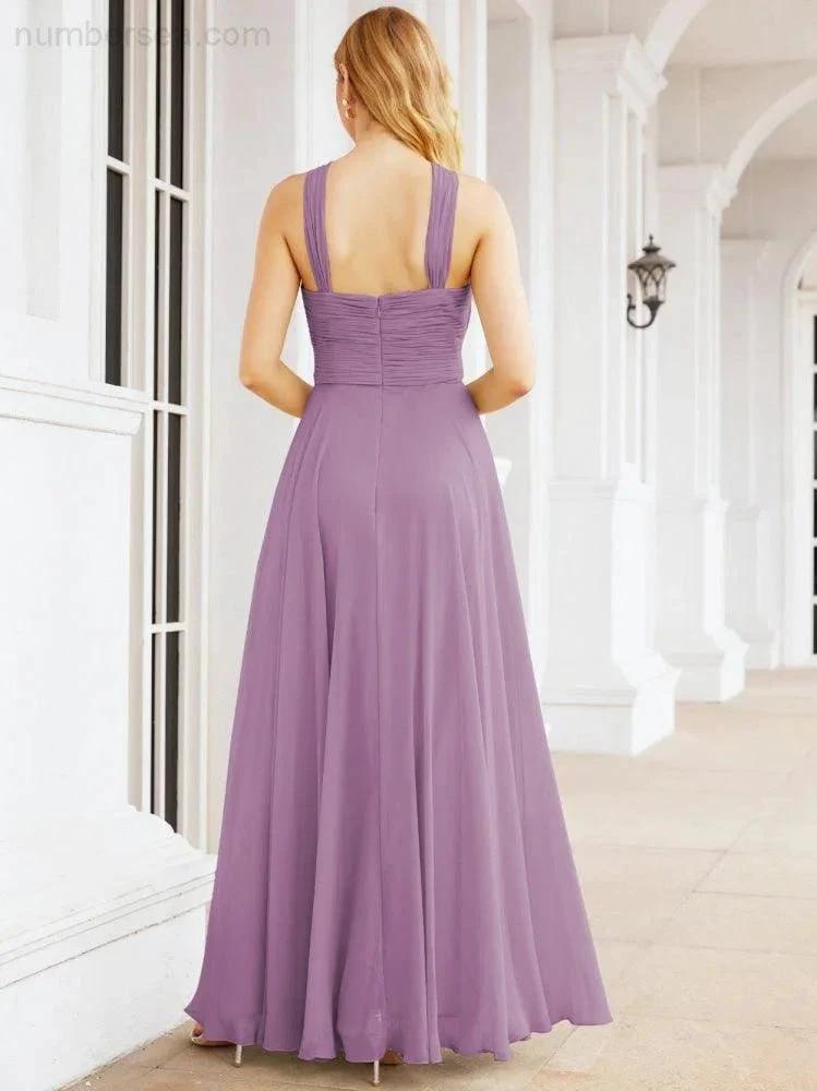 Numbersea Crisscross Halter Bridesmaid Dresses for Party Wedding Evening Prom Maxi Ball Gowns 28053