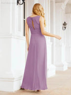 Formal Prom Gown Elegant V-Neck Sleeveless Bridesmaid Dresses for Wedding Party 28037