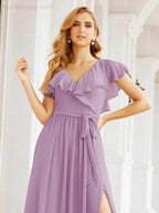 Bridesmaid Dresses with Flutter Sleeves Formal Evening Party Prom Gowns 28044