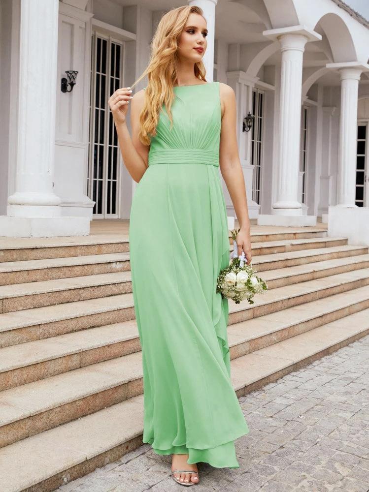 Numbersea Bridesmaid Dresses for Wedding Ruffles Long Formal Prom Gowns 28039