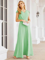 Sunnderly Bridesmaid Dresses Cape Formal Prom Dress Open Back Gowns for Mother of The Bride SY28058