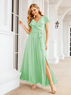 Bridesmaid Dresses with Flutter Sleeves Formal Evening Party Prom Gowns 28044