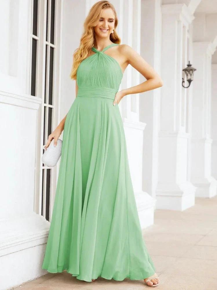 Numbersea Crisscross Halter Bridesmaid Dresses for Party Wedding Evening Prom Maxi Ball Gowns 28053