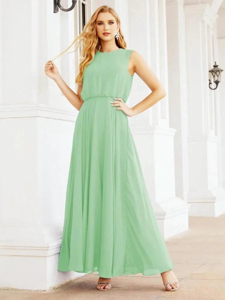 Numbersea Sleeveless Long Bridesmaid Dress A line Formal Evening Prom Gown 28025