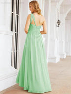 Numbersea One Shoulder Bridesmaid Dresses Long Maxi Formal Evening Party Prom Gowns 28061