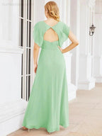 Sunnderly Bridesmaid Dresses Cape Formal Prom Dress Open Back Gowns for Mother of The Bride SY28058