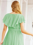 Bridesmaid Dresses with Flutter Sleeves Formal Evening Party Prom Gowns 28044