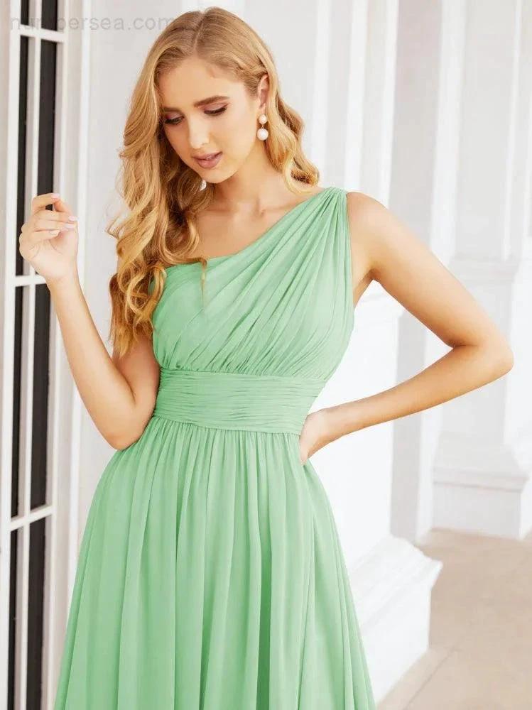 Numbersea One Shoulder Bridesmaid Dresses Long Maxi Formal Evening Party Prom Gowns 28061