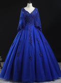 Royal Blue Ball Gown Lace Applique Quinceanera dresses Sweet 16 Dress Y315