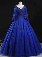 Royal Blue Ball Gown Lace Applique Quinceanera dresses Sweet 16 Dress Y315