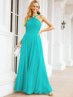 Numbersea Crisscross Halter Bridesmaid Dresses for Party Wedding Evening Prom Maxi Ball Gowns 28053