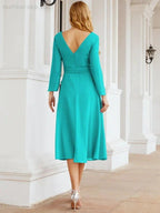 Bridesmaid Dress V-Back Waist Belt Mother of the Bride Wedding Guest SY28031