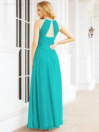 Numbersea Sleeveless Bridesmaid Dresses Long Prom Gown Zipper with Keyhole Back 28056