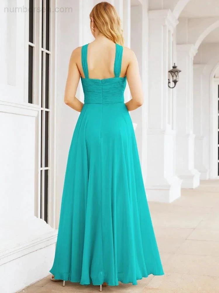 Numbersea Crisscross Halter Bridesmaid Dresses for Party Wedding Evening Prom Maxi Ball Gowns 28053