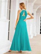 Numbersea Double Spaghetti Straps Bridesmaid Dresses for Women Long Formal Party Dress Side Split 28051