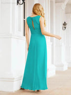 Formal Prom Gown Elegant V-Neck Sleeveless Bridesmaid Dresses for Wedding Party 28037