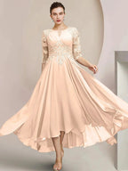 A-Line/Princess Scoop Tea-Length Mother of the Bride Dresses