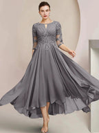 A-Line/Princess Scoop Tea-Length Mother of the Bride Dresses