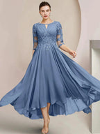 A-Line/Princess Scoop Tea-Length Mother of the Bride Dresses