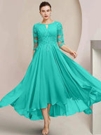 A-Line/Princess Scoop Tea-Length Mother of the Bride Dresses