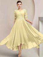 A-Line/Princess Scoop Tea-Length Mother of the Bride Dresses
