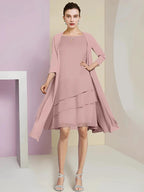 A-Line/Princess Jewel Neck Knee-Length Mother of the Bride Dresses