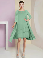 A-Line/Princess Jewel Neck Knee-Length Mother of the Bride Dresses