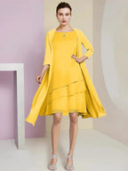 A-Line/Princess Jewel Neck Knee-Length Mother of the Bride Dresses